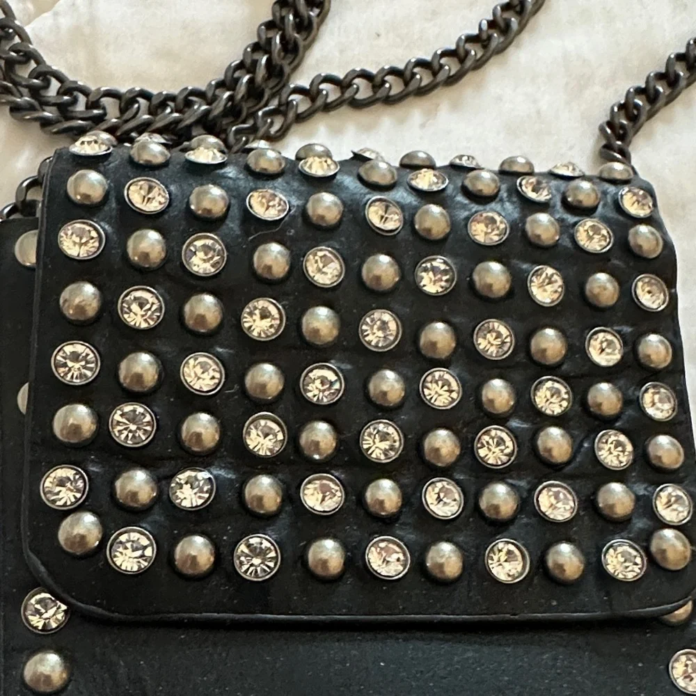 Black Studded Leather Phone Holster